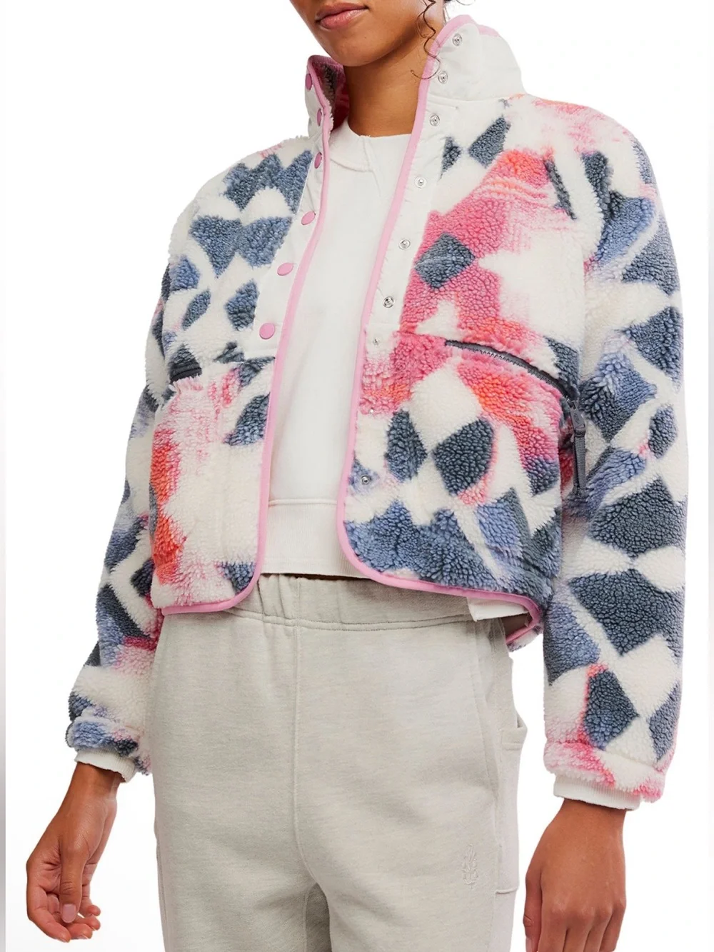 NWT Free People Movement Hit The Slopes Printed Fleece Jacket XS Mystic Meadow - Picture 5 of 9